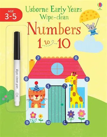 Knjiga "Early Years Wipe-Clean Numbers 1 to 10", autora Jessica Greenwell, izdavač Usborne Publishing, 2020.